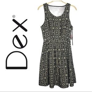 Dex Geometric Print Black & White Women Dress NWT